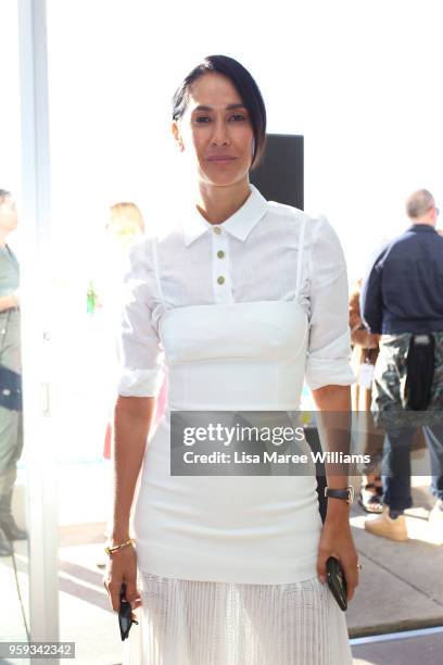 Lindy Klim arrives ahead of the Ten Pieces show at Mercedes-Benz Fashion Week Resort 19 Collections at Bondi Icebergs on May 17, 2018 in Sydney,...