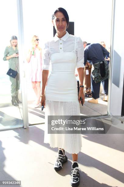 Lindy Klim arrives ahead of the Ten Pieces show at Mercedes-Benz Fashion Week Resort 19 Collections at Bondi Icebergs on May 17, 2018 in Sydney,...