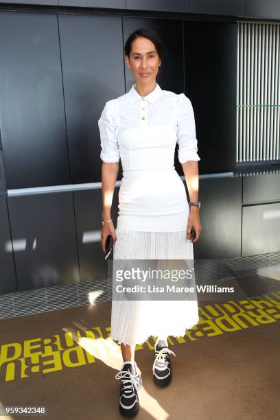 Lindy Klim arrives ahead of the Ten Pieces show at Mercedes-Benz Fashion Week Resort 19 Collections at Bondi Icebergs on May 17, 2018 in Sydney,...