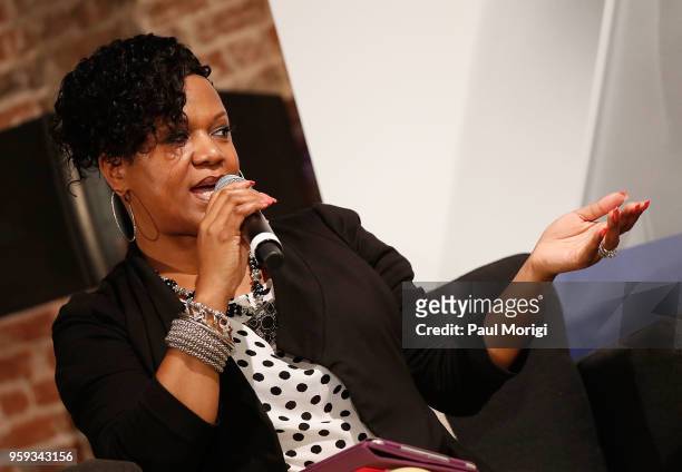 Singer and songwriter Tracy Hamlin moderates a panel discussion at the Vocal Health Clinic event hosted by The Recording Academy WDC Chapter and...