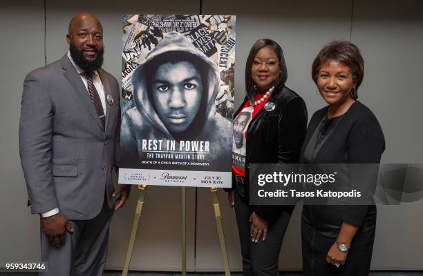 Tracy Martin, Sybrina Fulton and DeDe Lea EVP Viacom attends the Trayvon Martin: Rest In Power screening on May 16, 2018 in Washington, DC.