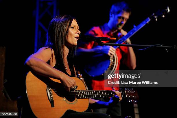 Kasey Chambers performs with husband Shane Nicholson at Wests Blazes during the 2010 Tamworth Country Music Festival on January 22, 2010 in Tamworth,...