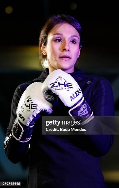 Women's strawweight contender Alexa Grasso of Mexico holds an open training session at Mall Sport on May 16, 2018 in Santiago, Chile.