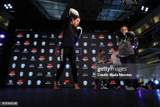 Women's strawweight contender Alexa Grasso of Mexico holds an open training session at Mall Sport on May 16, 2018 in Santiago, Chile.