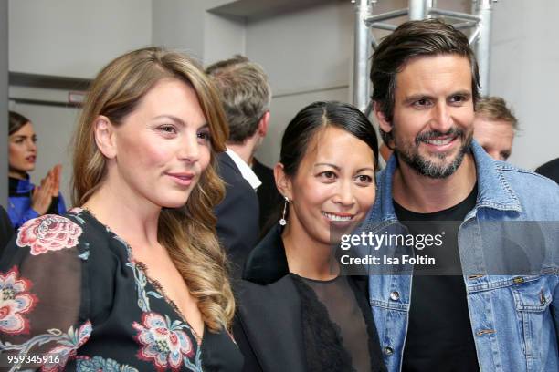 German actress Luise Baehr, German actress Minh-Khai Phan-Thi and German actor Tom Beck attend the premiere of the second season of 'You are wanted'...