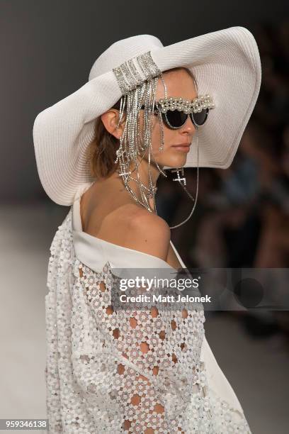 Model walks the runway during the Still Still Studio show at Mercedes-Benz Fashion Week Resort 19 Collections at Carriageworks on May 17, 2018 in...