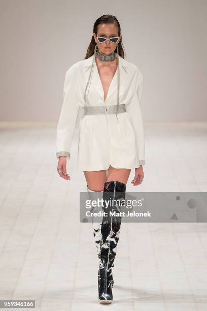 Model walks the runway during the Still Still Studio show at Mercedes-Benz Fashion Week Resort 19 Collections at Carriageworks on May 17, 2018 in...