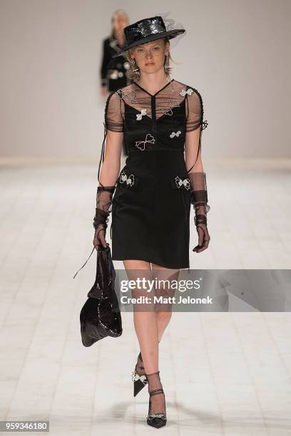 Model walks the runway during the Still Still Studio show at Mercedes-Benz Fashion Week Resort 19 Collections at Carriageworks on May 17, 2018 in...