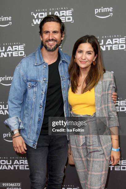 German actor Tom Beck and his girlfriend German actress Chryssanthi Kavazi attend the premiere of the second season of 'You are wanted' at...