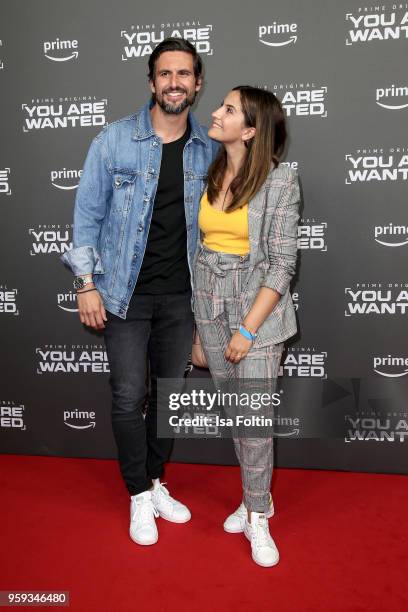 German actor Tom Beck and his girlfriend German actress Chryssanthi Kavazi attend the premiere of the second season of 'You are wanted' at...