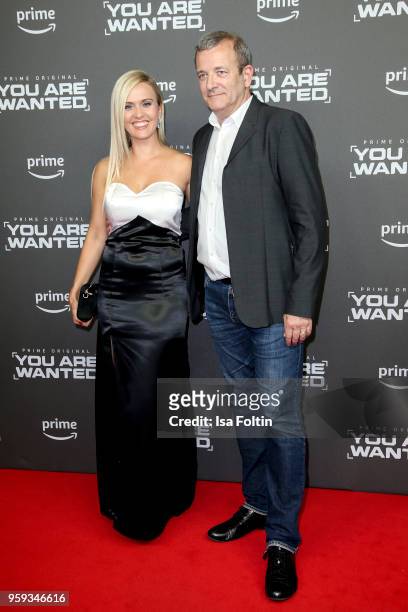 Polish actress Anna Baranowska and actor Jean-Christophe Nigon attend the premiere of the second season of 'You are wanted' at Filmtheater am...