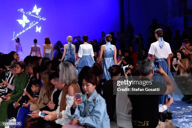 Models walk the runway during the Leo & Lin show at Mercedes-Benz Fashion Week Resort 19 Collections at Carriageworks on May 17, 2018 in Sydney,...