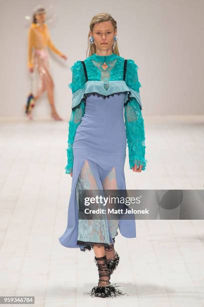 Model walks the runway during the Still Still Studio show at Mercedes-Benz Fashion Week Resort 19 Collections at Carriageworks on May 17, 2018 in...