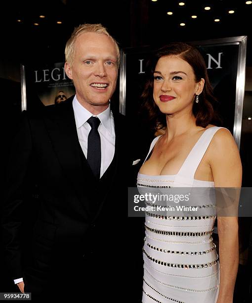 Actors Paul Bettany and Adrianne Palicki arrive at the premiere of Screen Gems' "Legion" at the ArcLight's Cinerama Dome Theater on January 21, 2010...