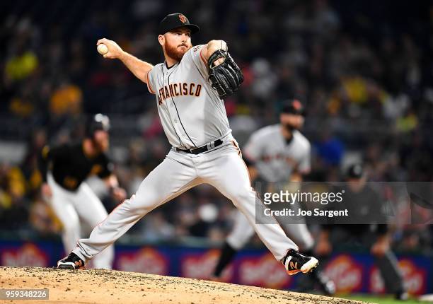 Sam Dyson of the San Francisco Giants pitches during the game against the Pittsburgh Pirates at PNC Park on May 12, 2018 in Pittsburgh, Pennsylvania.