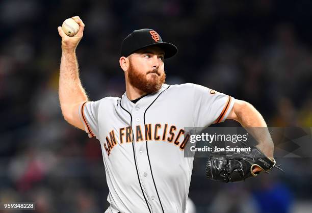 Sam Dyson of the San Francisco Giants pitches during the game against the Pittsburgh Pirates at PNC Park on May 12, 2018 in Pittsburgh, Pennsylvania.