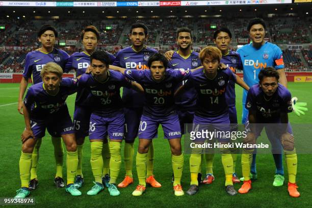 Players of Sanfrecce Hiroshima pose for photograph during the J.League Levain Cup Group C match between Urawa Red Diamonds and Sanfrecce Hiroshima at...