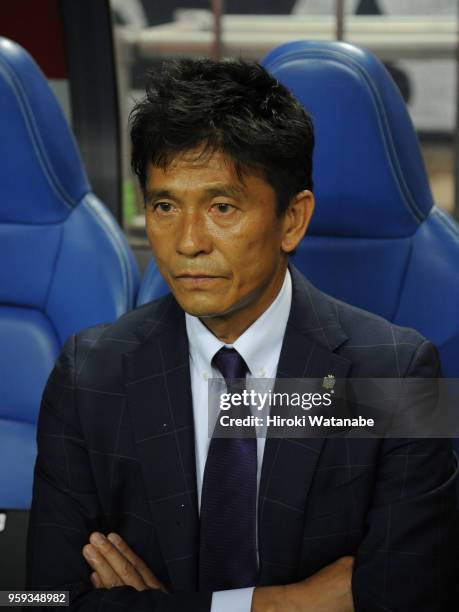 Hiroshi Jofuku,coach of Sanfrecce Hiroshima looks on prior to the J.League Levain Cup Group C match between Urawa Red Diamonds and Sanfrecce...