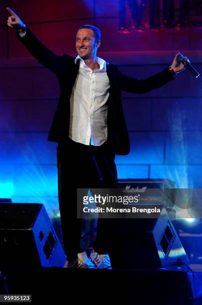 Francesco Facchinetti performs during Musicamore 2008 concert for children at Teatro dal Verme on February 12, 2008 in Milan, Italy.