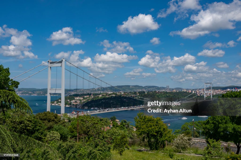 The Fatih Sultan Mehmet Bridge in the spring, Istanbul,Turkey