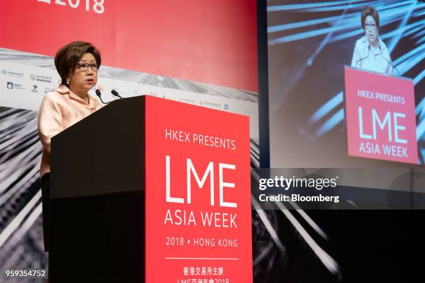 Laura Cha, chairman of of Hong Kong Exchanges and Clearing Ltd. , speaks during the LME Asia Week Seminar, organized by London Metal Exchange Ltd. ,...