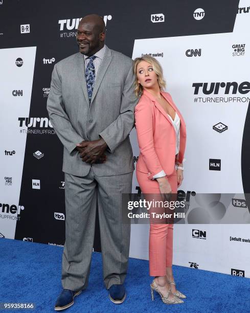 Shaquille O'Neal and Kristen Ledlow attend the 2018 Turner Upfront at One Penn Plaza on May 16, 2018 in New York City.