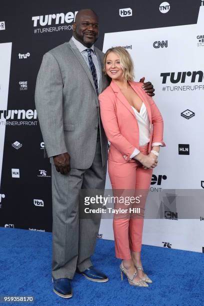 Shaquille O'Neal and Kristen Ledlow attend the 2018 Turner Upfront at One Penn Plaza on May 16, 2018 in New York City.
