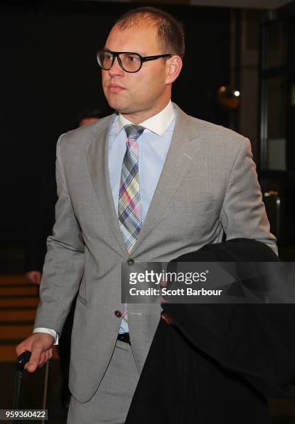 Appeal Board member Stephen Jurica arrives ahead of the AFL Tribunal Appeal Hearing into intentional contact with an umpire by Charlie Curnow and his...
