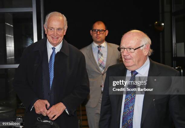 The Appeal Board members Michael Green, Stephen Jurica and Murray Kellam Qc arrive ahead of the AFL Tribunal Appeal Hearing into intentional contact...