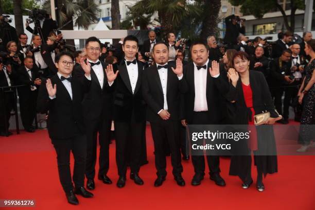 Actor Huang Xiaoming attends the screening of 'Burning' during the 71st annual Cannes Film Festival at Palais des Festivals on May 16, 2018 in...