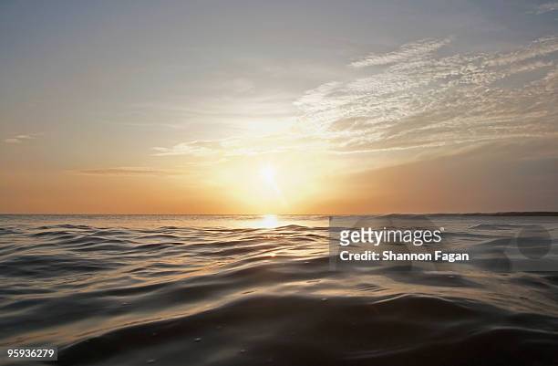 sunset at sea - horizont stock-fotos und bilder