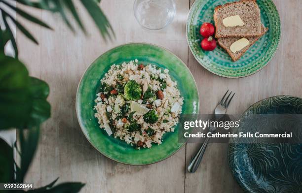 delicious vegetarian meal - rice plate stock pictures, royalty-free photos & images