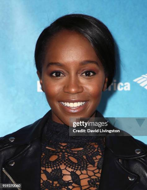 Actress Aja Naomi King attends the opening night of "Soft Power" presented by the Center Theatre Group at the Ahmanson Theatre on May 16, 2018 in Los...