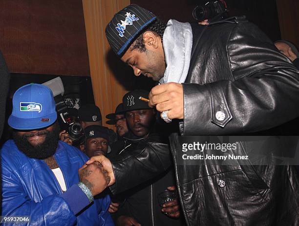 Rick Ross and Jim Jones attend DJ Clue's birthday party at M2 Ultra Lounge on January 21, 2010 in New York City.