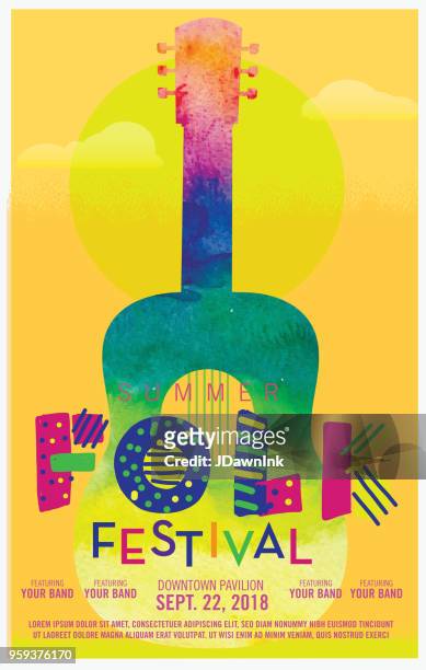 folk festival watercolor texture poster design template - traditional festival stock illustrations