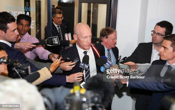 Andrew McKay, General Manager Football Operations at the Carlton Football Club speaks to the media after the AFL Tribunal Appeal Hearing into...