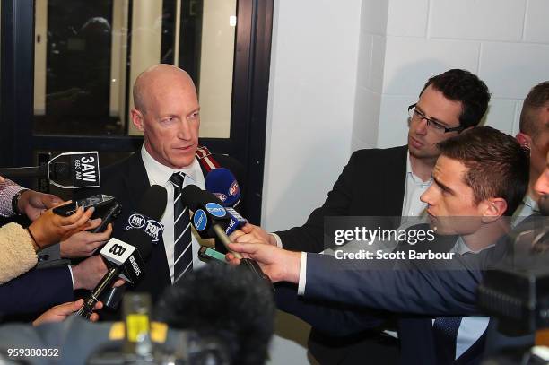 Andrew McKay, General Manager Football Operations at the Carlton Football Club speaks to the media after the AFL Tribunal Appeal Hearing into...