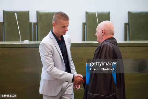 Tomasz Komenda after being acquitted at Supreme Court in Warsaw, Poland on 16 May 2018. Poland's Supreme Court acquitted Tomasz Komenda who had...