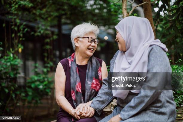 love between two family generations - chubby granny stock pictures, royalty-free photos & images