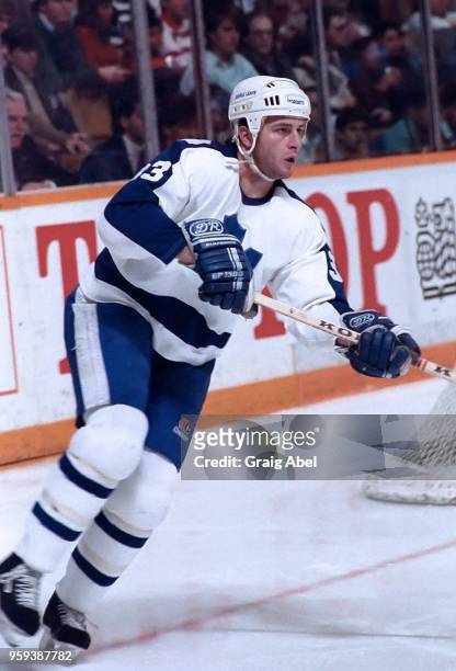 Al Iafrate of the Toronto Maple Leafs skates against the Vancouver Canucks during NHL game action on March 22, 1989 at Maple Leaf Gardens in Toronto,...