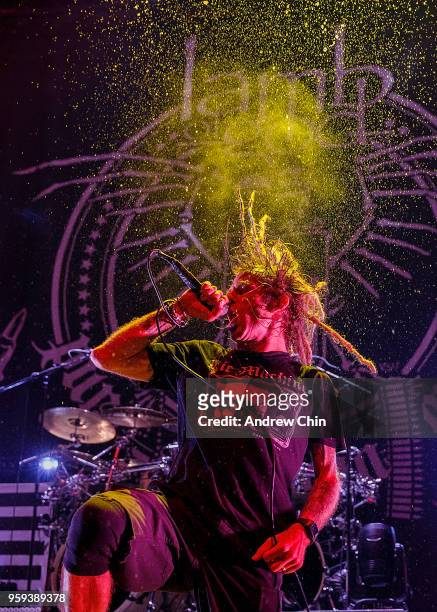 Singer Randy Blythe of band Lamb of God performs on stage during a concert opening for Slayer's final world tour at Pacific Coliseum on May 16, 2018...
