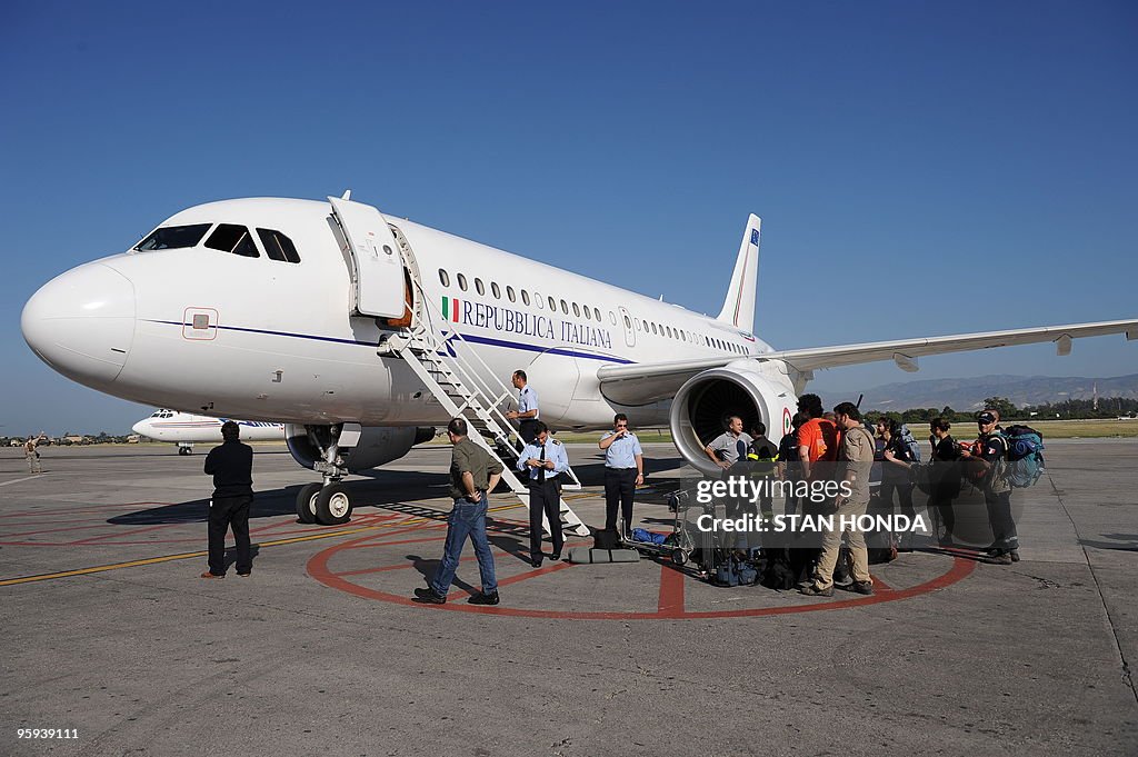 An Italian government plane is boarded o