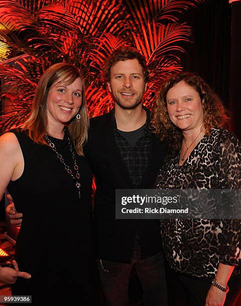 Recording Academy's Ashley Lamb Ernst and Grammy Nominee Dierks Bentley and Recording sr. Project mananger Lyn Aurelius during the GRAMMY Nominee...