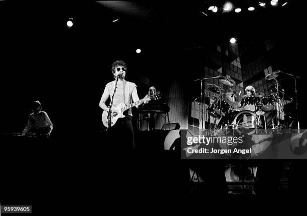 Jeff Lynne of Electric Light Orchestra performs on stage on their 'Time' tour on February 7th 1982 in Copenhagen, Denmark.