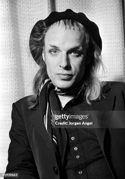 Brian Eno poses for a portrait session in 1974 in Copenhagen, Denmark.
