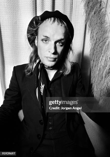 Brian Eno poses for a portrait session in 1974 in Copenhagen, Denmark.