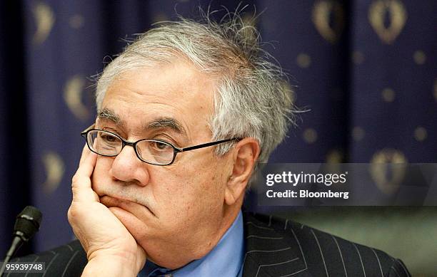 Representative Barney Frank, chairman of the House Financial Services Committee, chairs a hearing on compensation practices at financial and non...