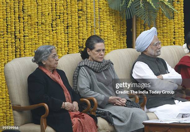 Prime Minister Manmohan Singh and wife Gursharan Kaur along with Sonia Gandhi at the National Bravery Awards to children on Thursday, January 21,...