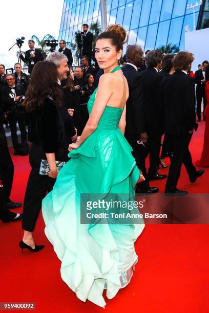 Actress Blanca Blanco wearing a Christophe Guillarme dress attends the screening of "Sink Or Swim " during the 71st annual Cannes Film Festival at...