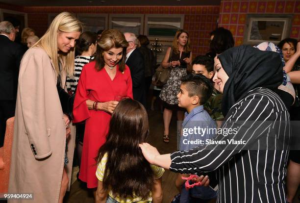 Nicky Hilton and executive producer HRH Princess Firyal of Jordan greet the Alhalabi family during "This is Home: A Refugee Story" - New York Premier...